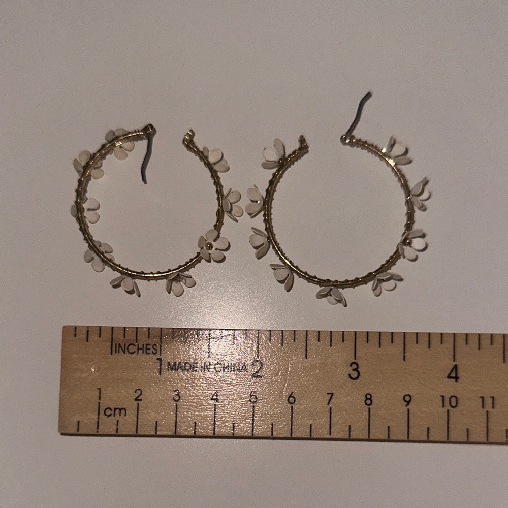 Altar'd State Gold Floral Hoop Earrings - Picture 2 of 2